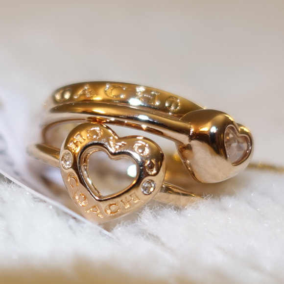 Coach Jewelry - Coach Rings - Set of 3 Open Heart Size 8